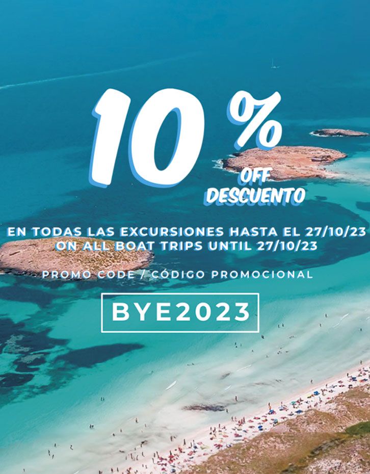 discount banner on boat Ibiza - Formentera